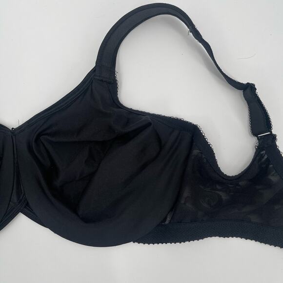 WACOAL Bra 36DDD 85567 Awareness Full Coverage Black Floral Underwire Unlined - Picture 9 of 16